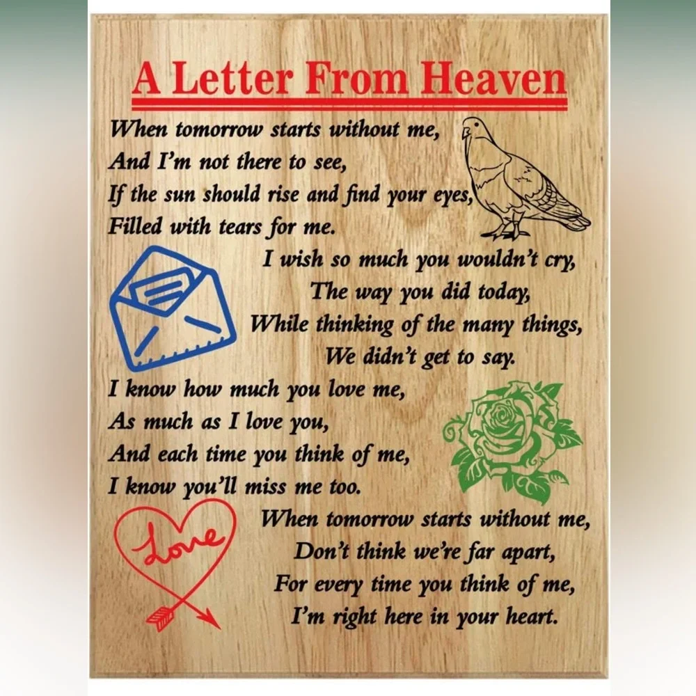 QUMO‎ A LETTER FROM HEAVEN MEMORIAL PLAQUE